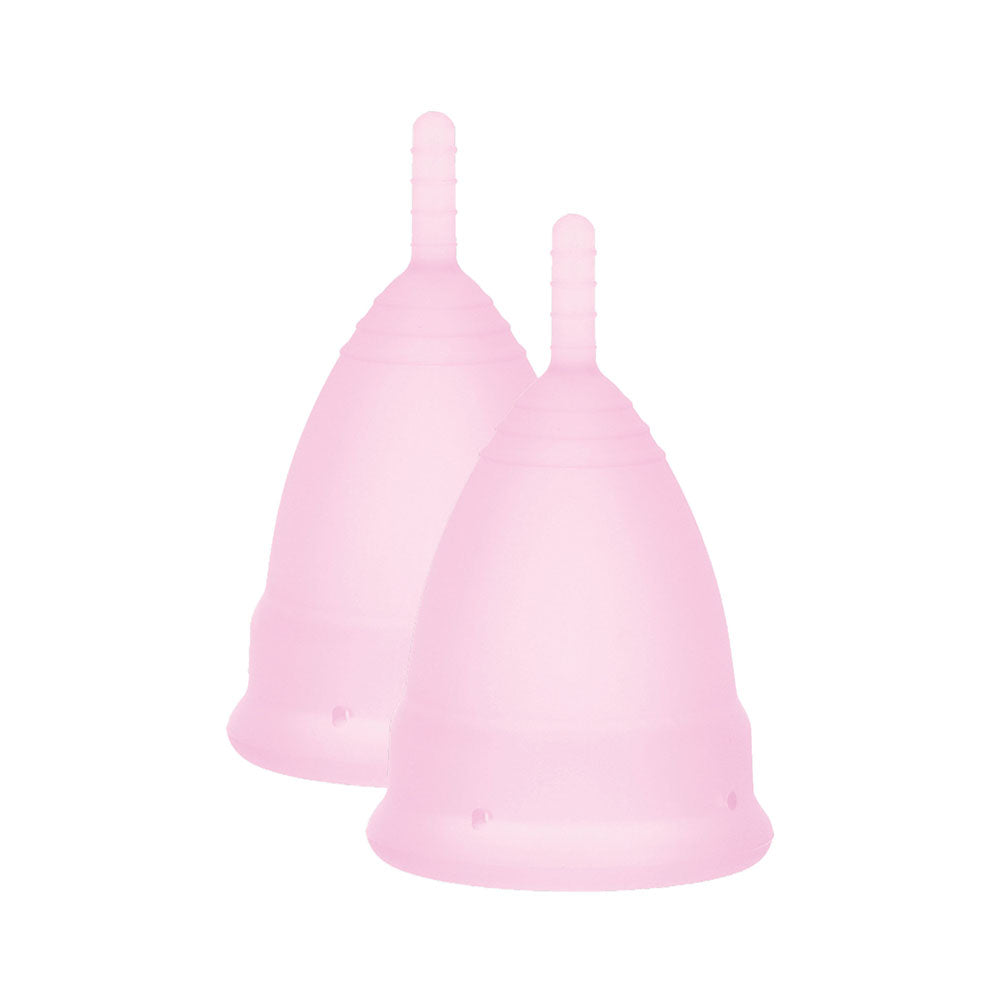 Mae B Intimate Health 2 Small Menstrual Cups|Front View|"small cups-front view adult toys direct"|