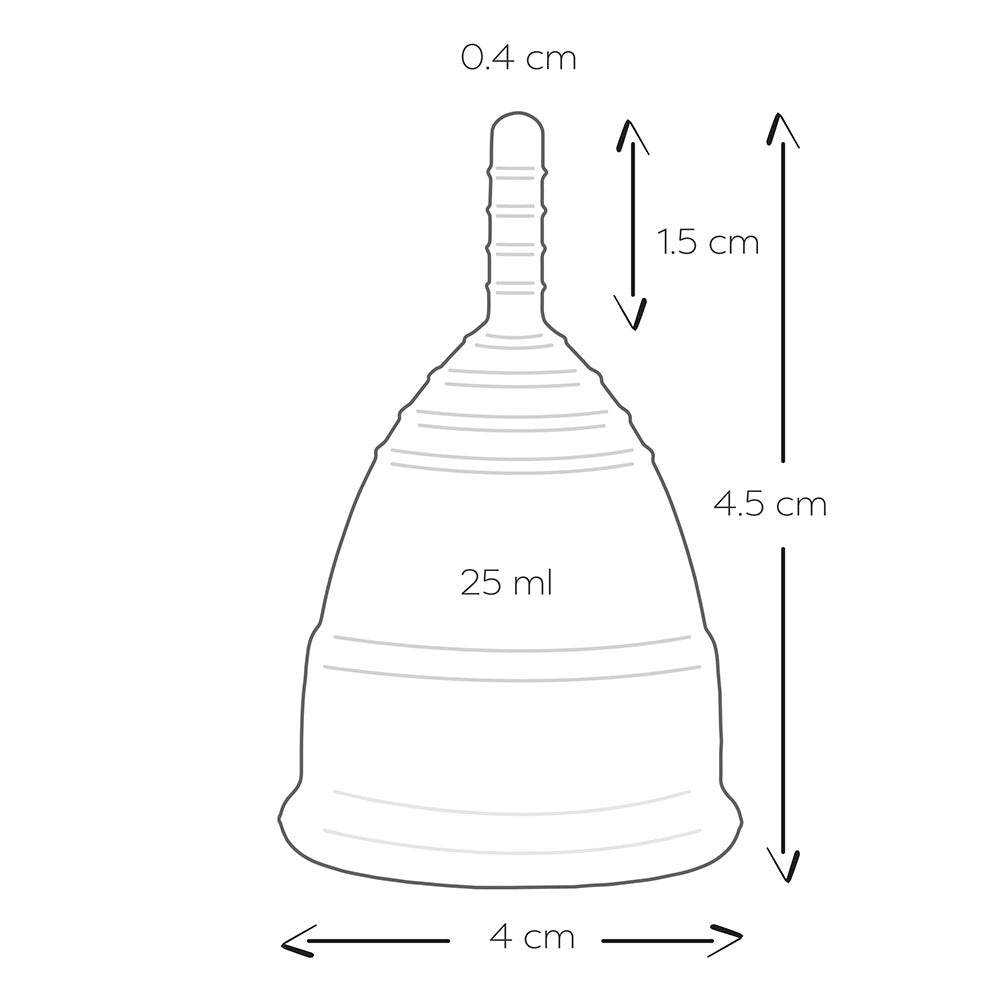 Mae B Intimate Health 2 Small Menstrual Cups|Detail View|"features detail-detail view adult toys direct"|