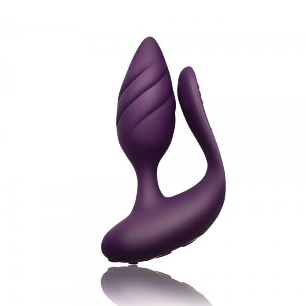 Rocks Off Cocktail Remote Control Couples Vibe Purple|Front View|"Purple couples vibrator - front view"