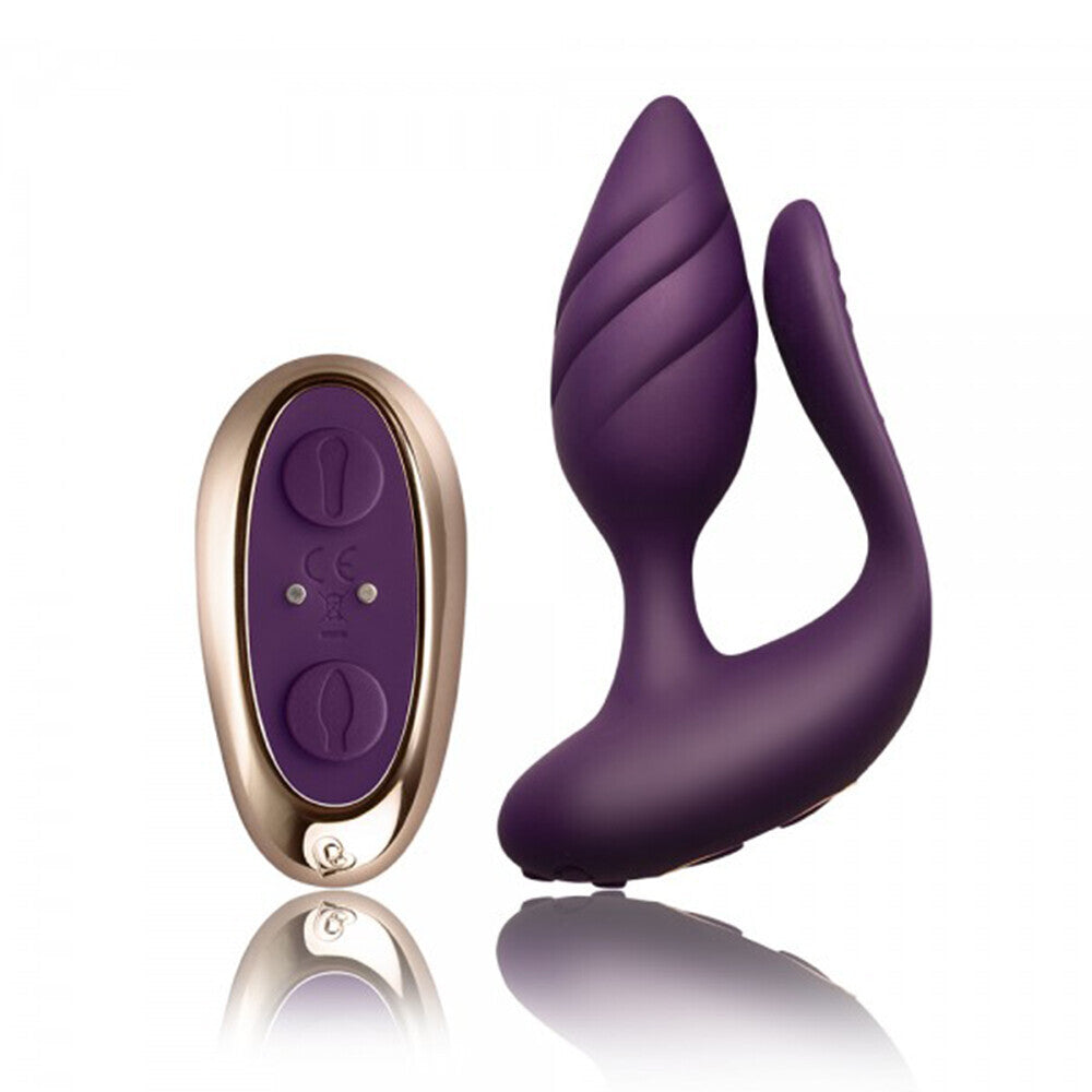 Rocks Off Cocktail Remote Control Couples Vibe Purple|Side View|"Premium pleasure device - side view"