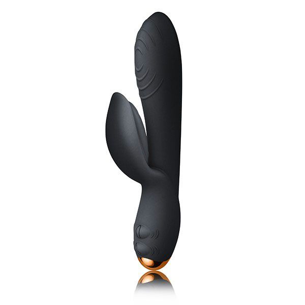 Rocks-Off-Everygirl-Black-Rechargeable-Rabbit-Vibrator|Front View|"black rabbit vibrator-front view"