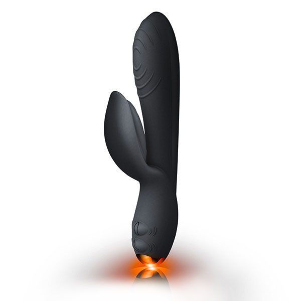 Rocks-Off-Everygirl-Black-Rechargeable-Rabbit-Vibrator|Side View|"rechargeable design-side view"