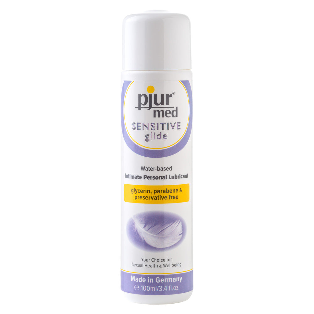 Pjur Med Sensitive Glide Intimate Personal Lubricant 100ml|Side View|"bottle detail-side view adult toys direct"|