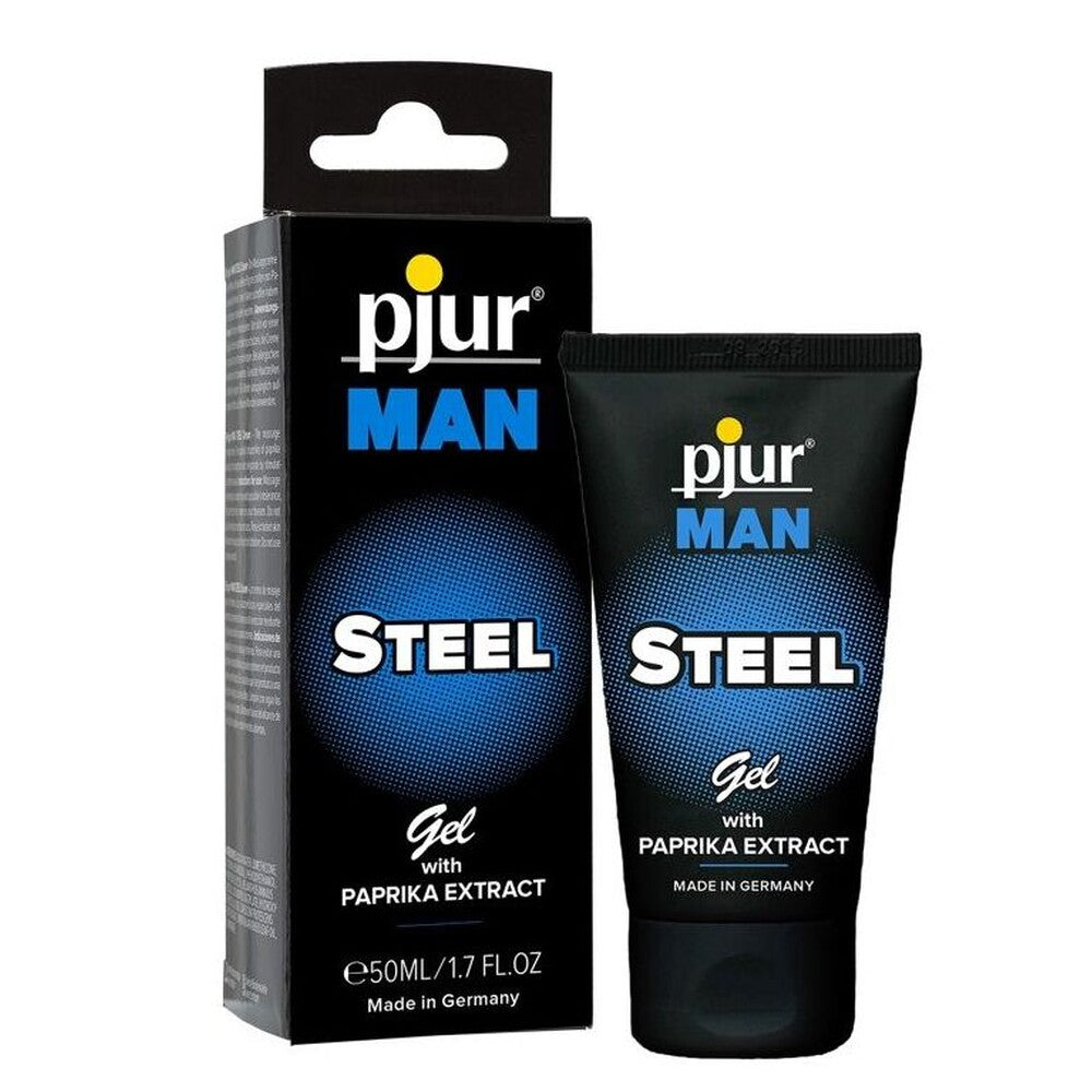 Pjur Man Steel Gel With Paprika Extract Lubricant 50ml|Front View|"steel gel-front view adult toys direct"|