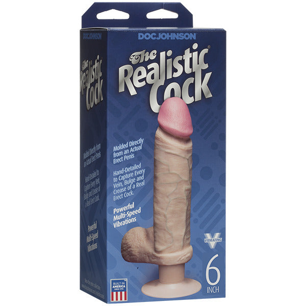 The Realistic Cock 6 Inch Vibrating Dildo Flesh Pink|Front View|"vibrating design - front view"