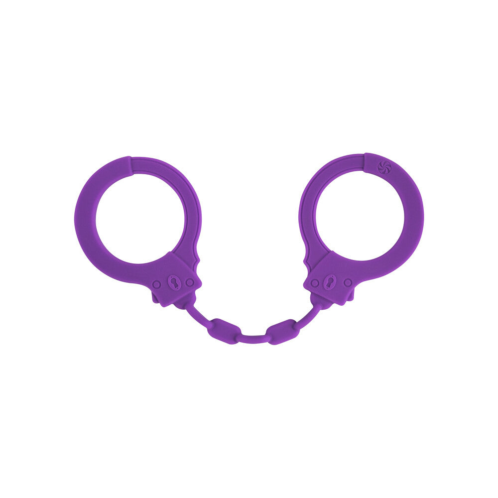 Lola Party Hard Suppression Silicone Handcuffs Purple|Front View|"silicone cuffs-front view"|