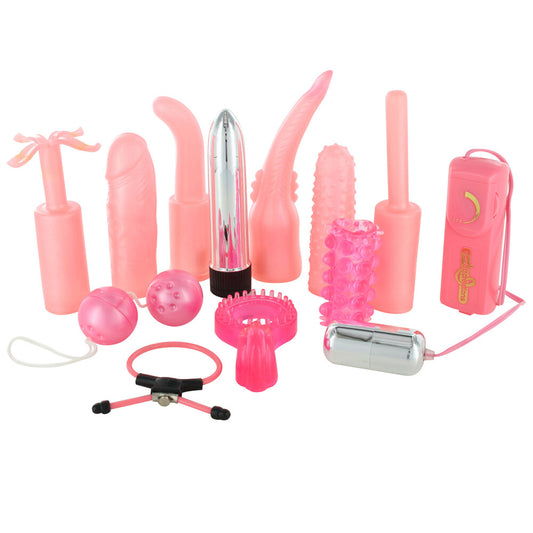 Dirty Dozen Sex Toy Kit Pink|Front View|"pink pleasure kit set - front view"