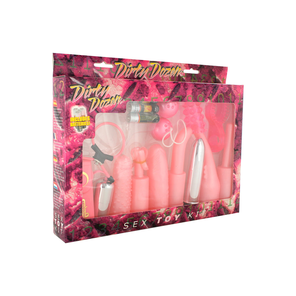 Dirty Dozen Sex Toy Kit Pink|Back View|"pink pleasure kit set - back view"
