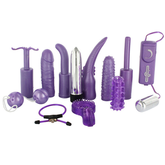 Dirty Dozen Sex Toy Kit Purple|Front View|"purple pleasure kit set - front view"