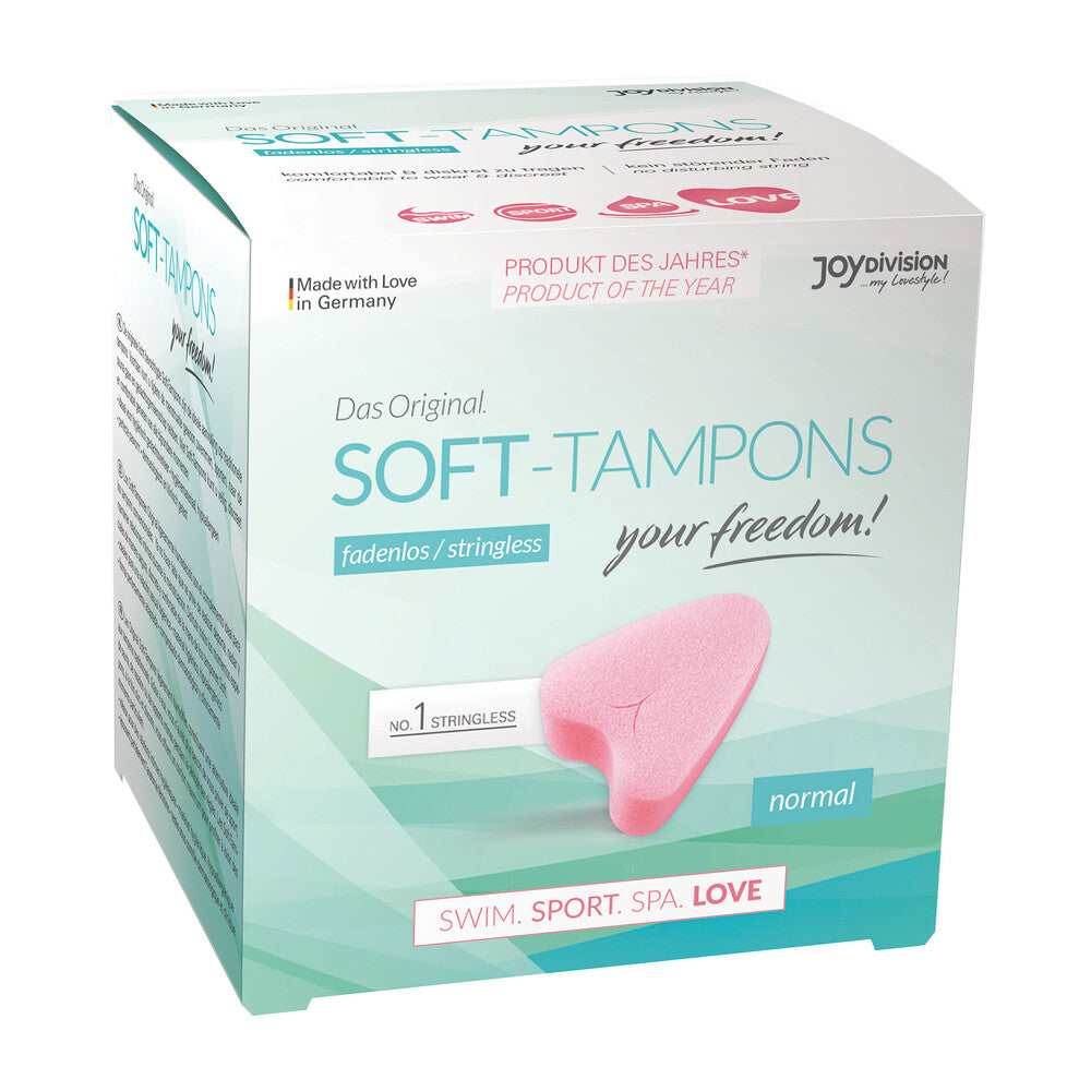 Stringless Original Soft Tampons Normal 3 Pieces|Front View|"soft tampons-front view adult toys direct"|