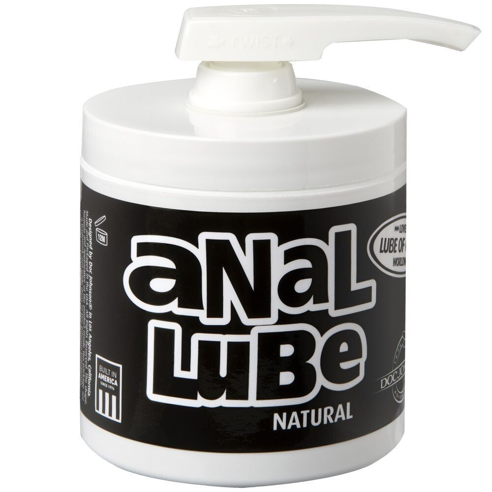 Anal Lube Natural In Pump Dispenser 135ml|Front View|"natural pump dispenser-front view adult toys direct"|