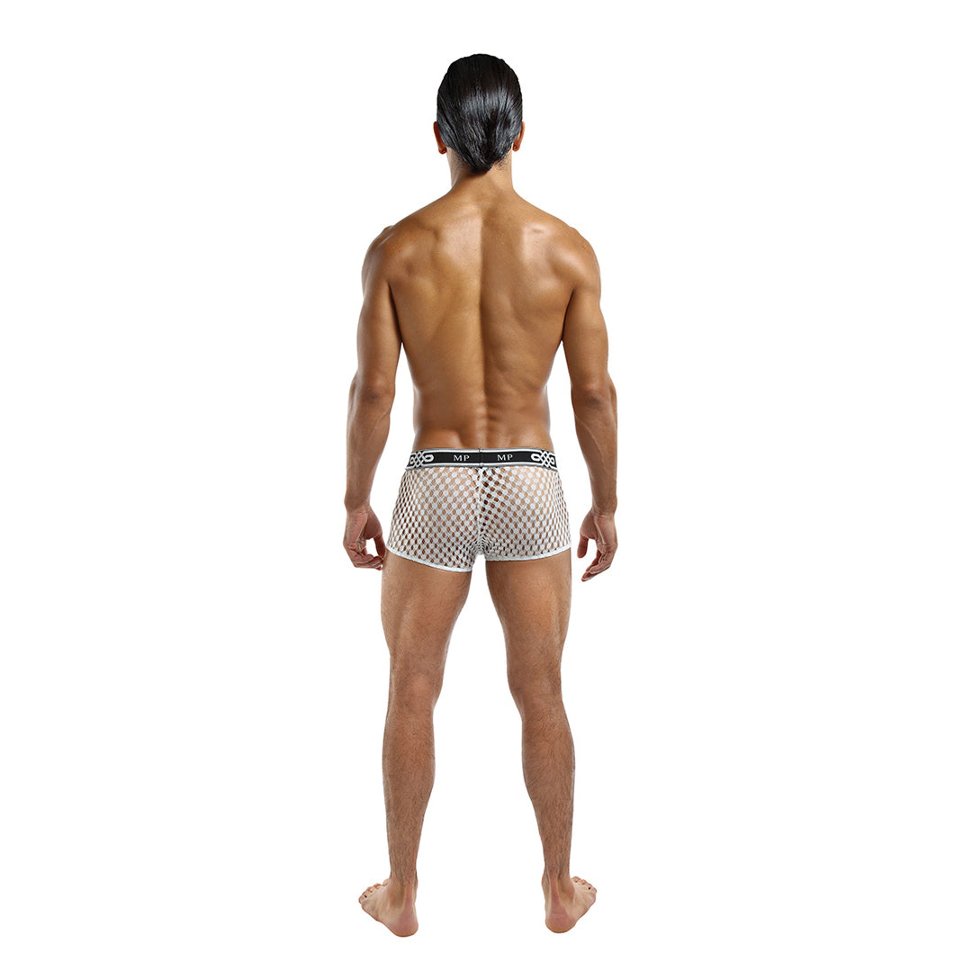 Male Power Peep Show Mini Short White|Detail View|"show details-detail view"|