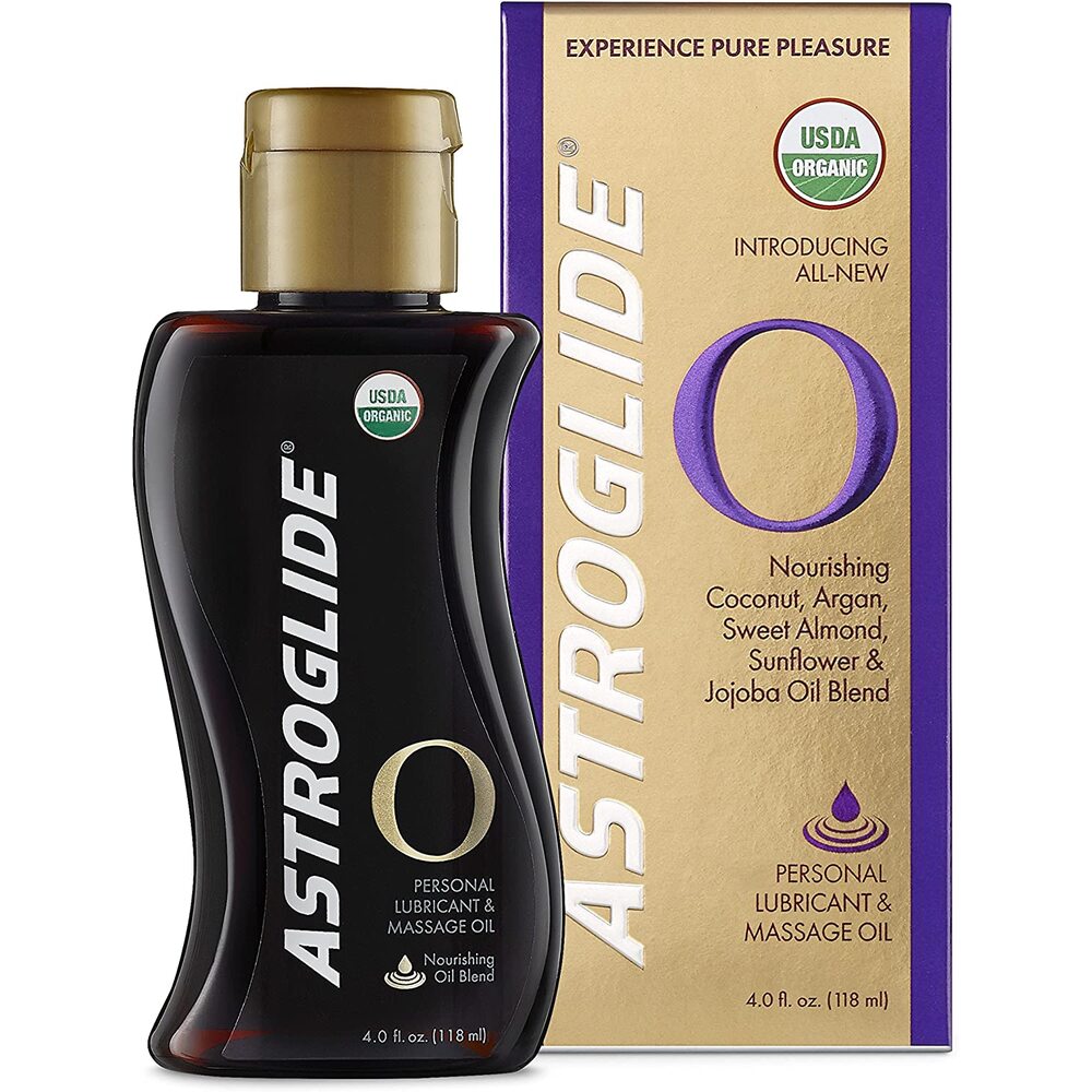 Astroglide O Organic Oil Blend 118ml|Back View|"ingredient info-back view adult toys direct"|
