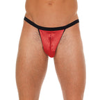 Mens Black GSting With Zipper On Red Pouch|Front View|"zipper design-front view"|