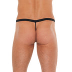 Mens Black GSting With Zipper On Red Pouch|Side View|"pouch features-side view"|