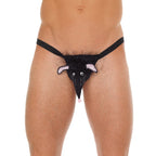 Mens Black Rat Animal Pouch GString|Front View|"rat design-front view"|