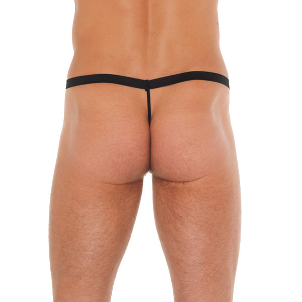 Mens Black Rat Animal Pouch GString|Side View|"pouch features-side view"|