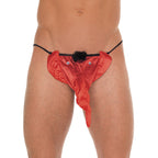 Mens Black GString With Red Elephant Animal Pouch|Front View|"elephant design-front view"|