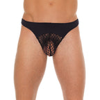 Mens Black GString With A Net Pouch|Front View|"net design-front view"|