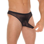 Mens Black GString With Penis Sleeve|Front View|"sleeve design-front view"|