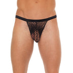 Mens Black GString With Black Net Pouch|Front View|"net design-front view"|