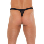 Mens Black GString With Red Pouch|Side View|"pouch features-side view"|