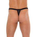 Mens Black GString With White Pouch|Side View|"pouch features-side view"|