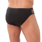 Mens Animal Print Briefs With Zipper|Side View|"zipper features-side view"|
