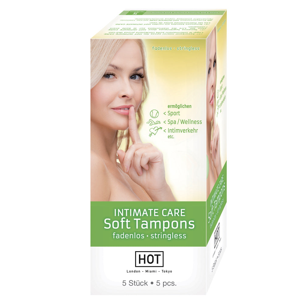 Intimate Care Soft Tampons 5 Pieces|Front View|"soft tampons-front view adult toys direct"|