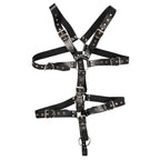 Zado Mens Leather Adjustable Harness With Cock Ring|Side View|"harness adjustment detail-side view adult toys direct"|