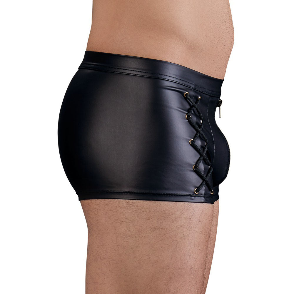 NEK Matt Black Tight Fitting Pants|Side View|"matt features-side view"|