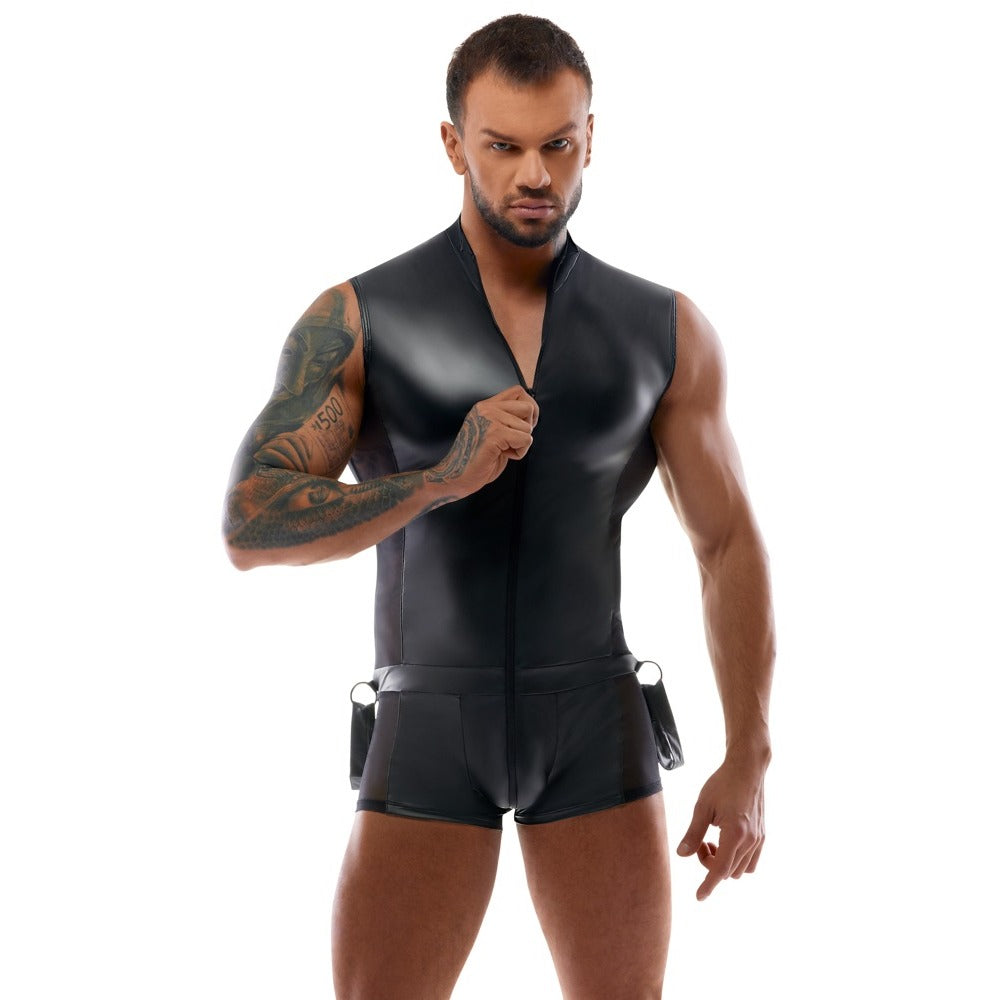 Body Jumpsuit With Restraints|Side View|"restraint features-side view"|