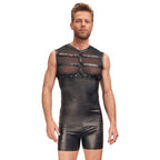NEK Matte Look Shirt With Chest Harness Black|Front View|"harness design-front view"|