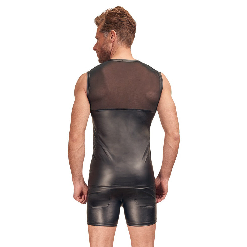 NEK Matte Look Shirt With Chest Harness Black|Side View|"matte features-side view"|
