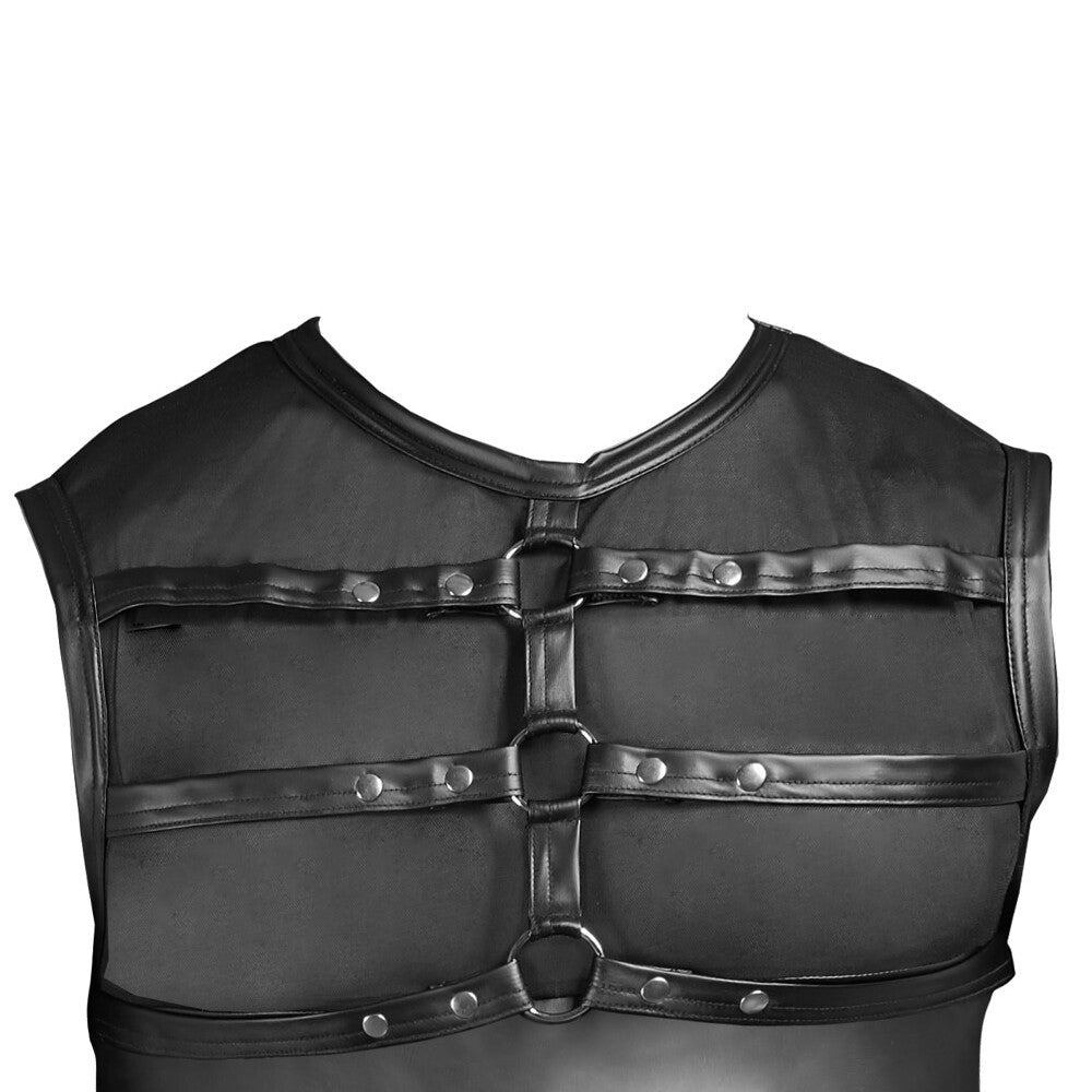 NEK Matte Look Shirt With Chest Harness Black|Set View|"complete harness set-set view"|