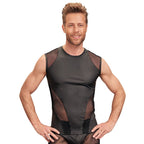NEK Matte Look Sleeveless Shirt Black|Front View|"matte design-front view"|