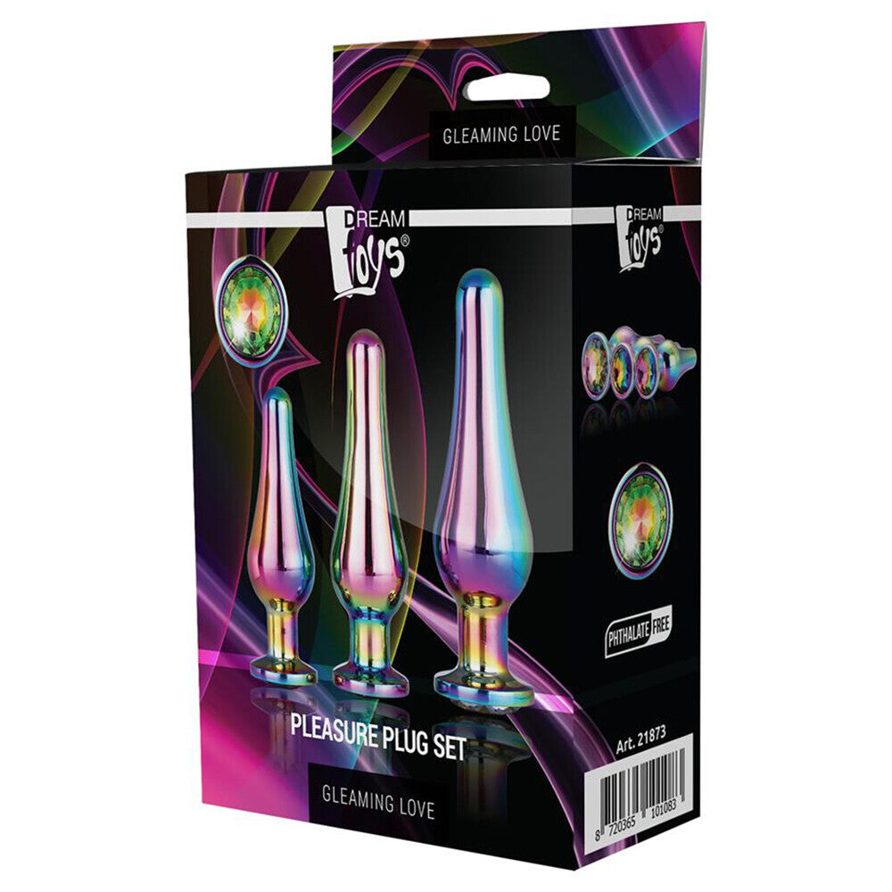 Gleaming Butt Plug Set Multicoloured|Set View|"complete multicolor plug set-set view"|