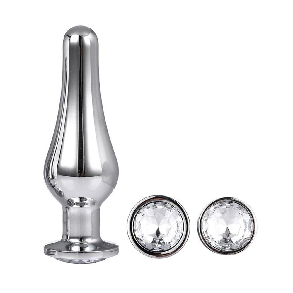 Gleaming Butt Plug Set Silver|Side View|"silver plug set features-side view"|