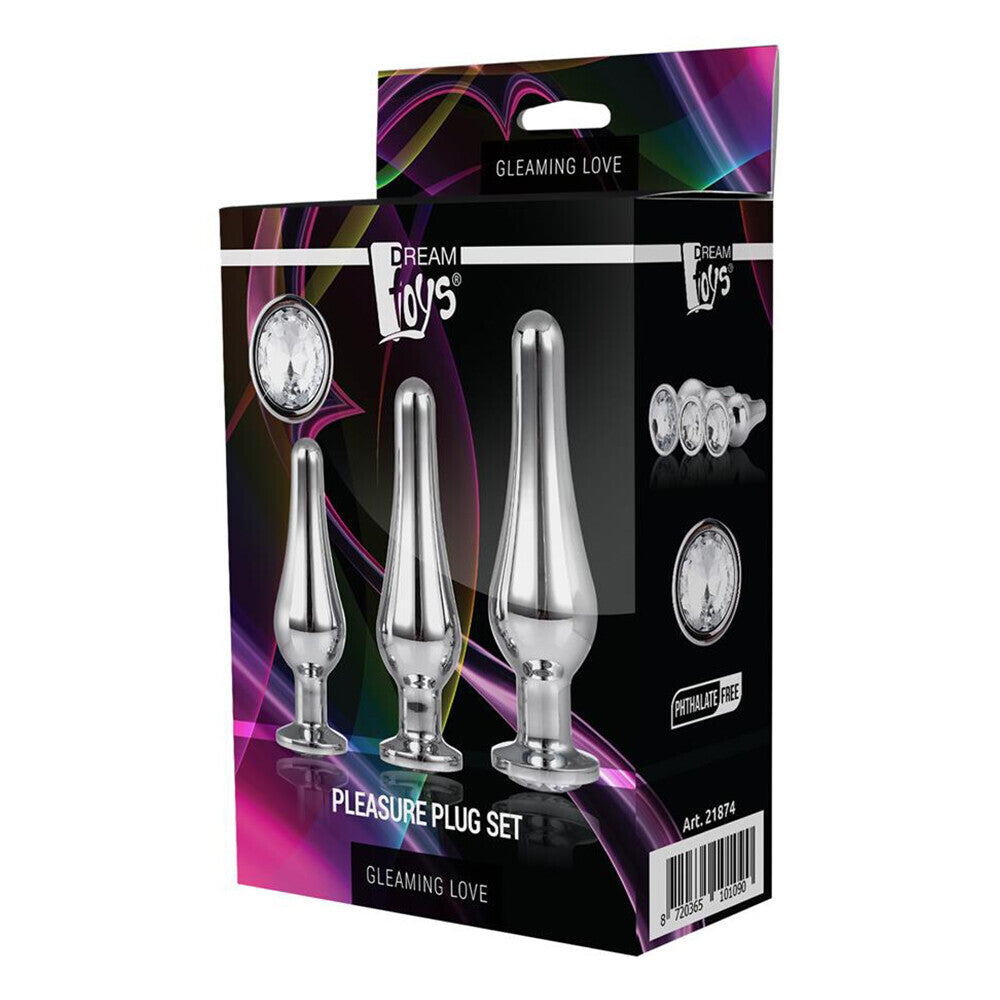 Gleaming Butt Plug Set Silver|Set View|"complete silver plug set-set view"|