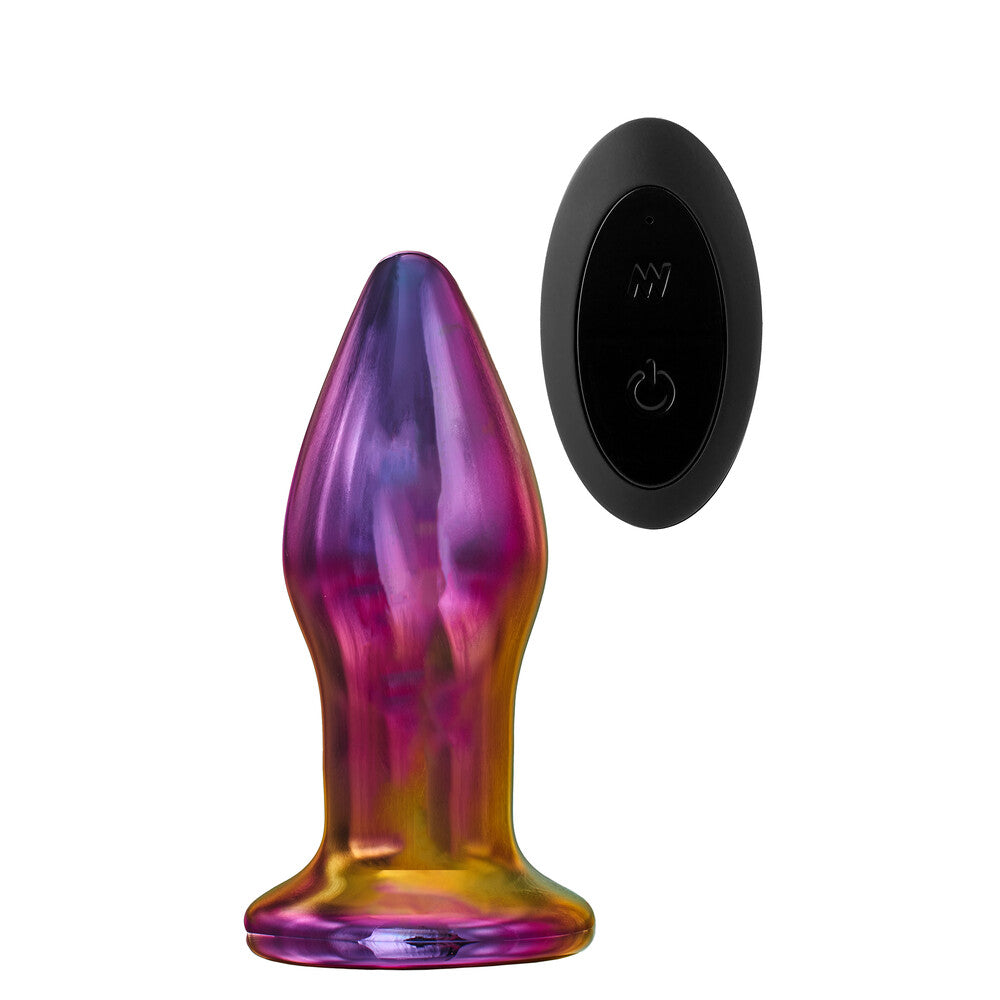 Glamour-Glass-Remote-Control-Butt-Plug|Front View|"glass plug-front view"