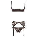 Cottelli Collection Black Half Bra Set|Back View|"black half cup bra set - back view"