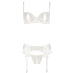 Cottelli Delicate Bra Set White|Back View|"white delicate bra set - back view"