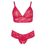 Cottelli Plus Size Red Lace Bra And Briefs|Detail View|"plus size red lingerie set - detail view"