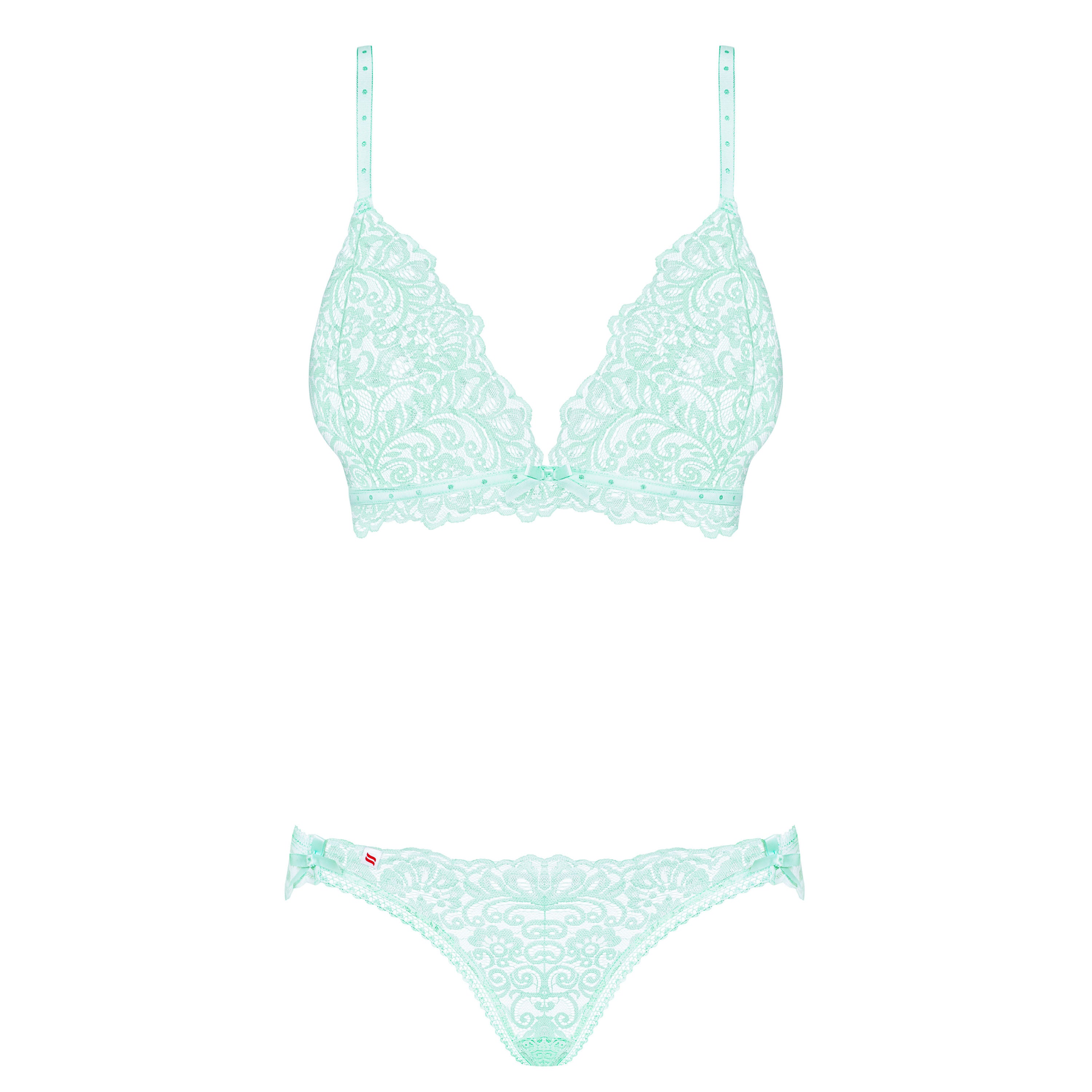 Obsessive Delicanta Set Mint Bra And Panties|Back View|"mint lingerie set - back view"