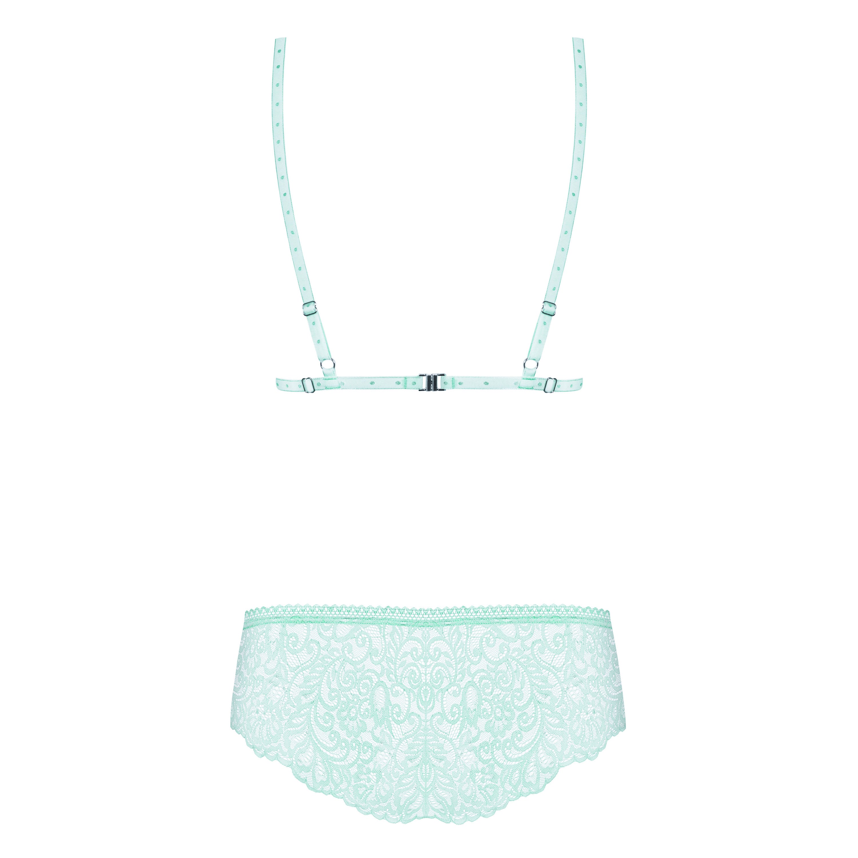 Obsessive Delicanta Set Mint Bra And Panties|Detail View|"mint lingerie set - detail view"