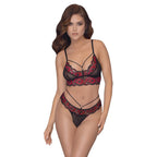 Cottelli Matching Lace Bra And String|Front View|"matching lace lingerie set - front view"