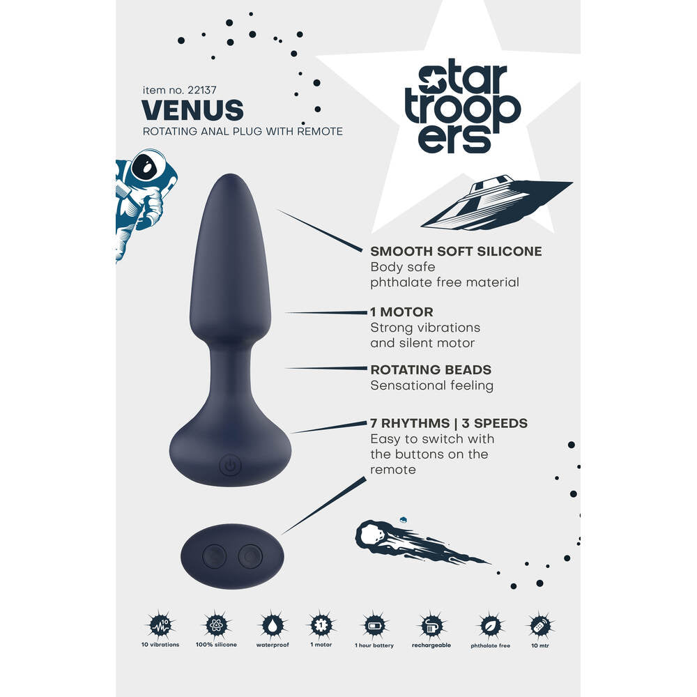 Startroopers Venus Rotating Remote Control Anal Plug | Back View | "Remote plug - back view"