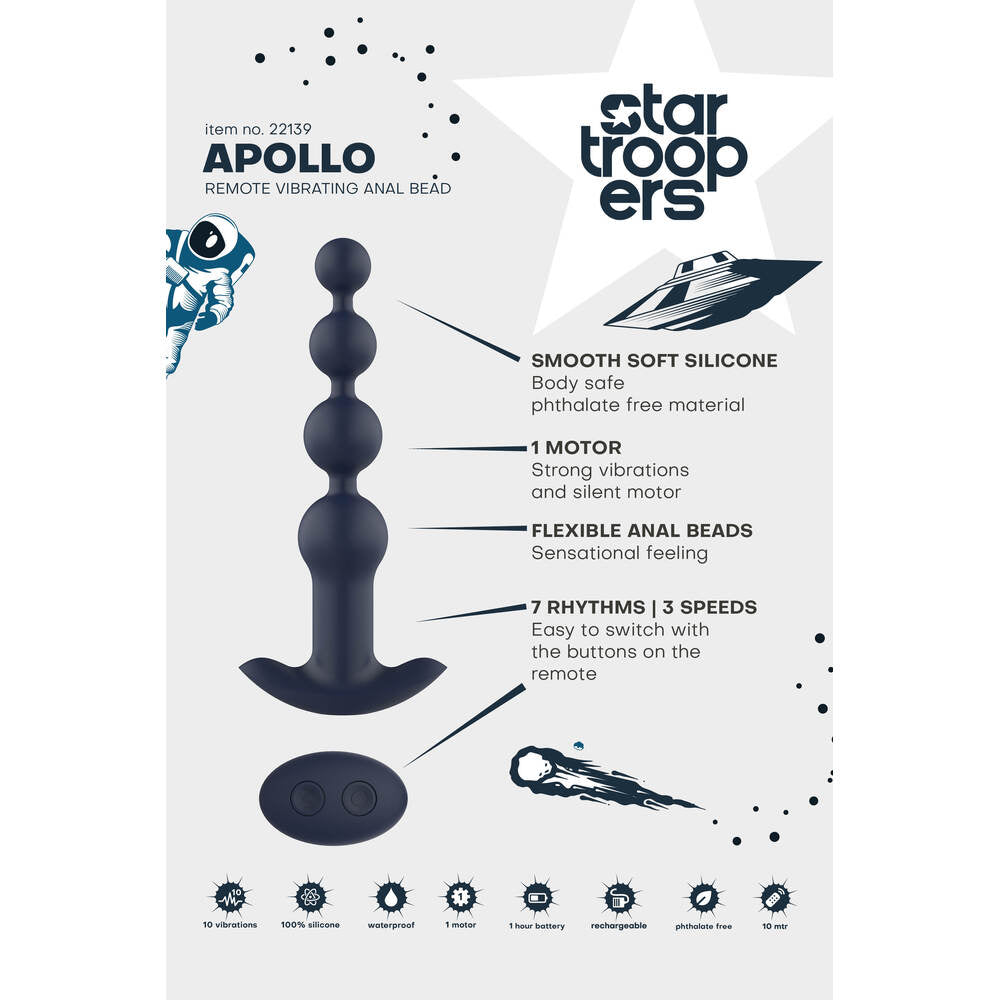 Startroopers Apollo Remote Vibrating Anal Beads | Back View | "Vibrating beads - back view"