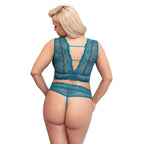 Cottelli Curves Bralette and Crotchless Thong Set|Side View|"plus size bralette thong set - side view"