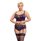Cottelli Curves Bralette Suspender Set|Front View|"plus size bralette suspender set - front view"